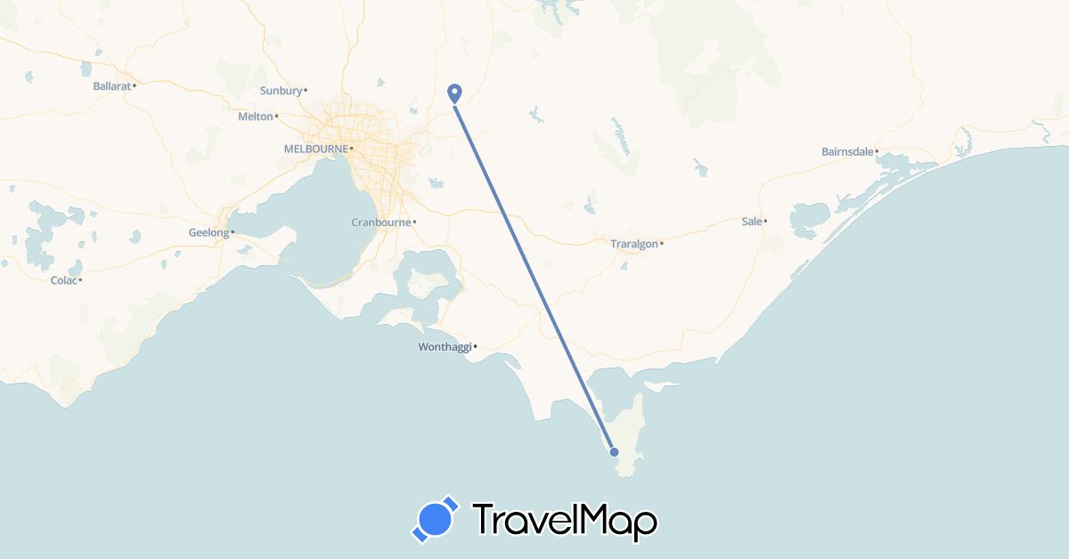 TravelMap itinerary: driving, cycling in Australia (Oceania)